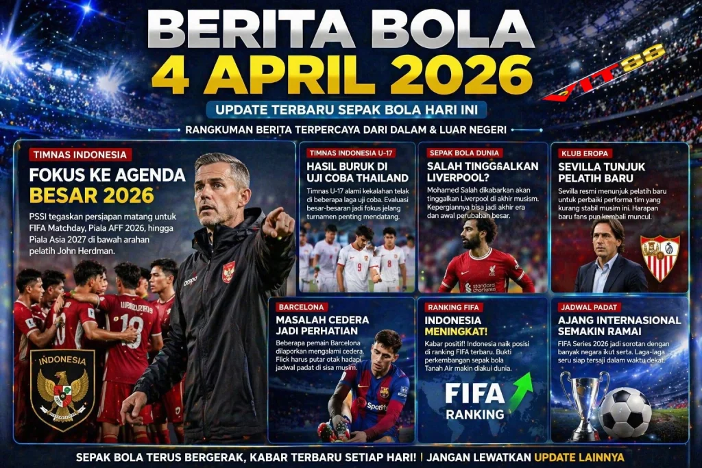 Berita Bola Hari Ini 4 April 2026: Timnas Indonesia Fokus, Update Dunia Sepak Bola, dan Perkembangan Terbaru