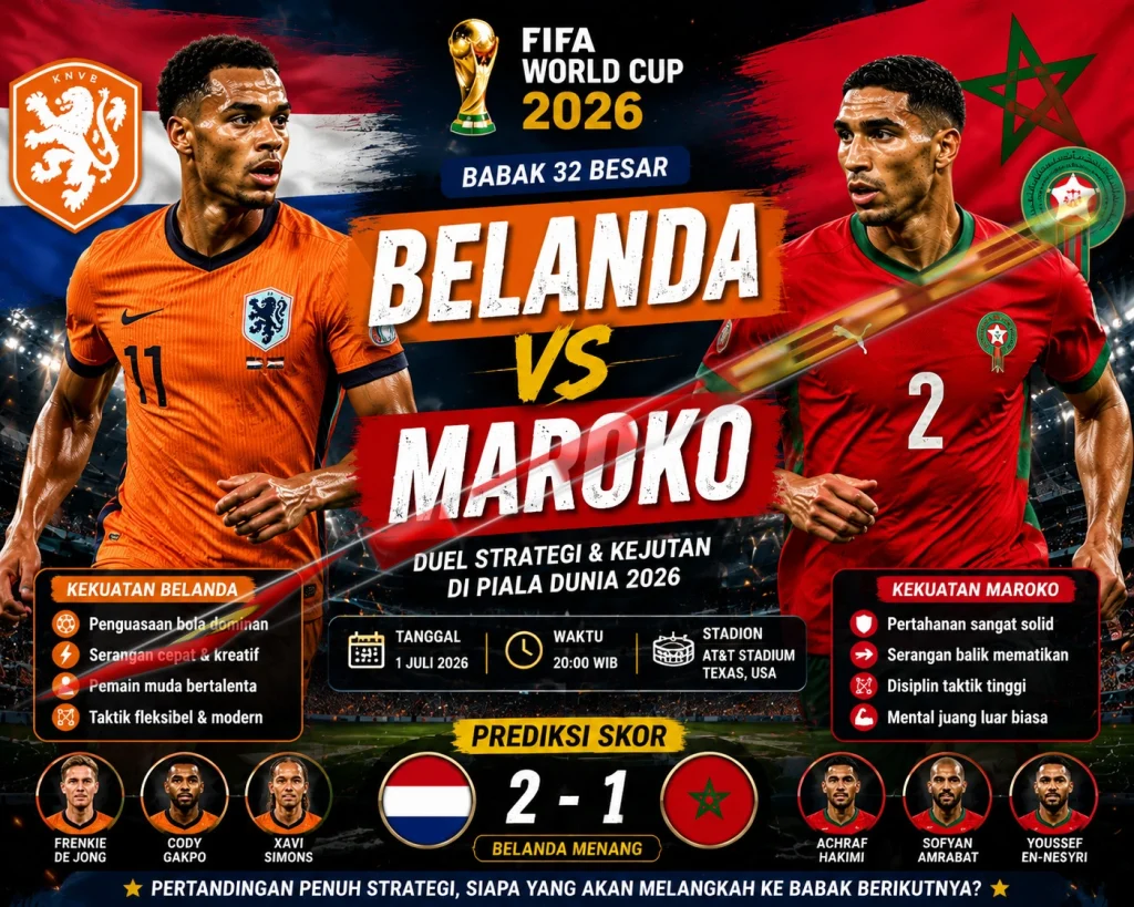 Belanda vs Maroko 2026 | Prediksi & Analisis Lengkap Piala Dunia