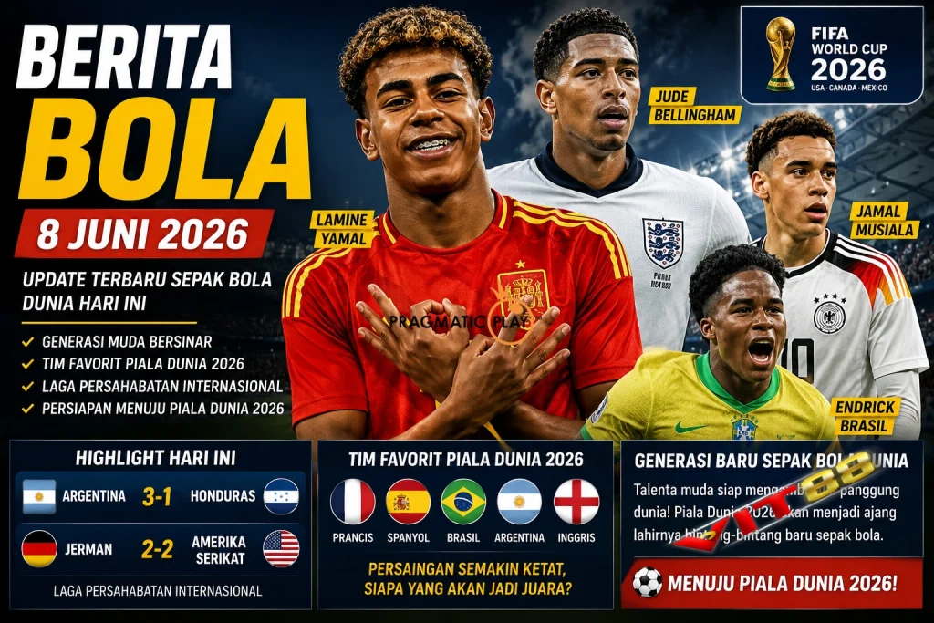 Berita Bola Hari Ini 8 Juni 2026: Generasi Muda Kuasai Panggung, Tim Favorit Piala Dunia Semakin Siap
