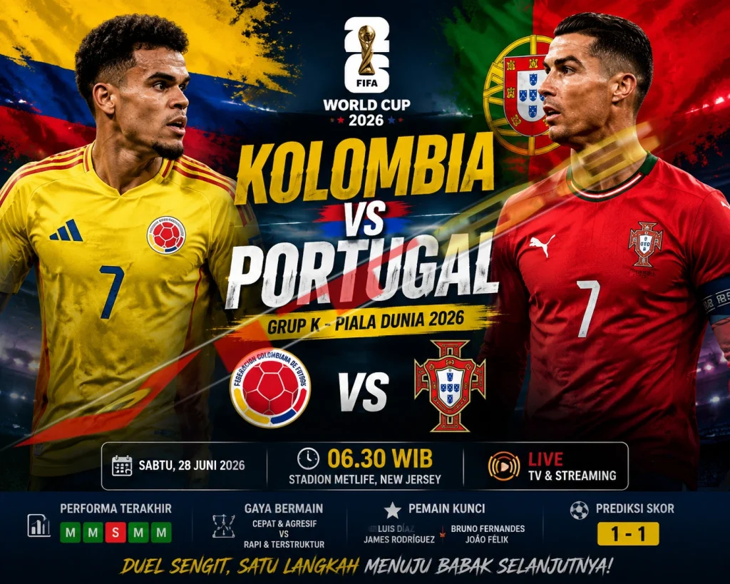 Kolombia vs Portugal – Duel Sengit Penentu Grup K Piala Dunia 2026