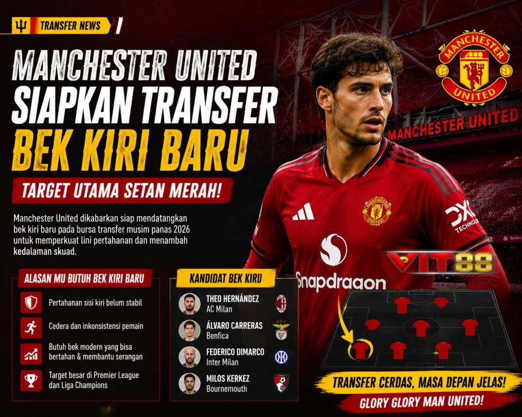 Manchester United Cari Bek Kiri Baru | Target Utama Transfer 2026 