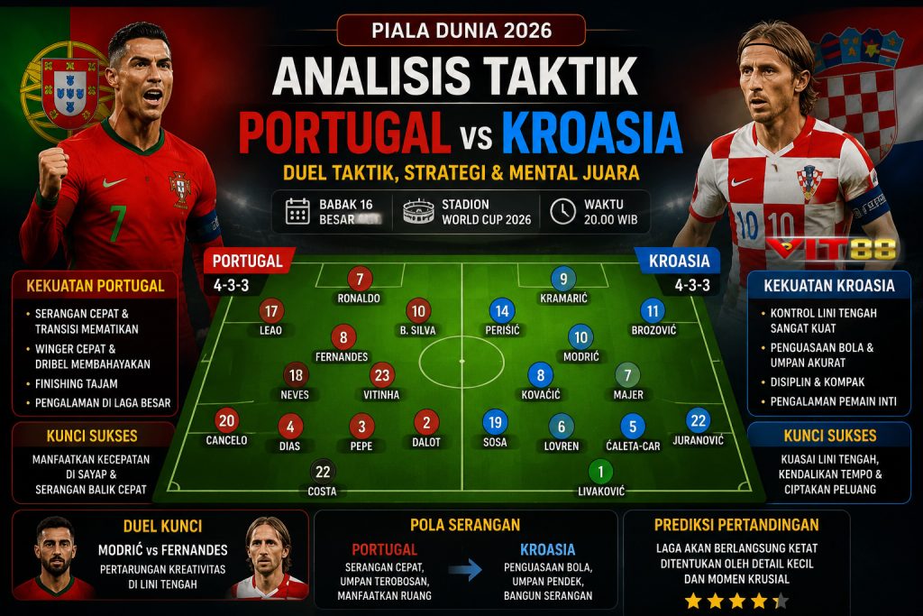 Analisis Taktik Lengkap Portugal vs Kroasia (Piala Dunia 2026)