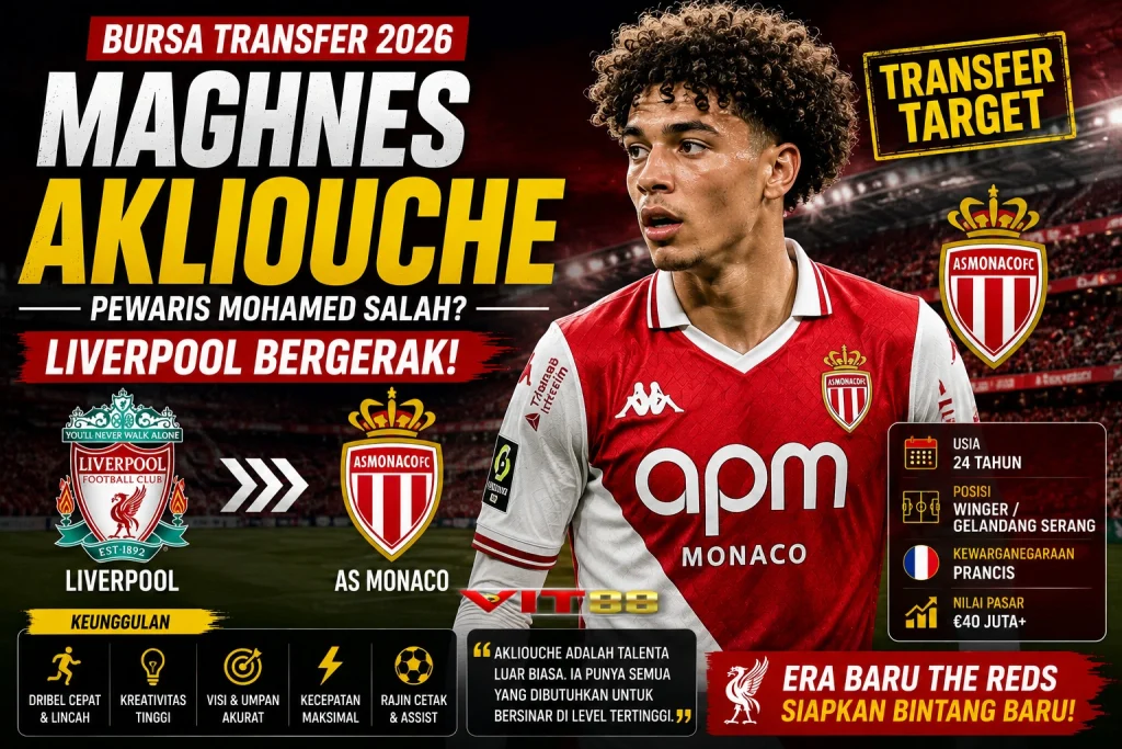 Liverpool Bergerak Cari Pengganti Mohamed Salah, Maghnes Akliouche Masuk Radar The Reds