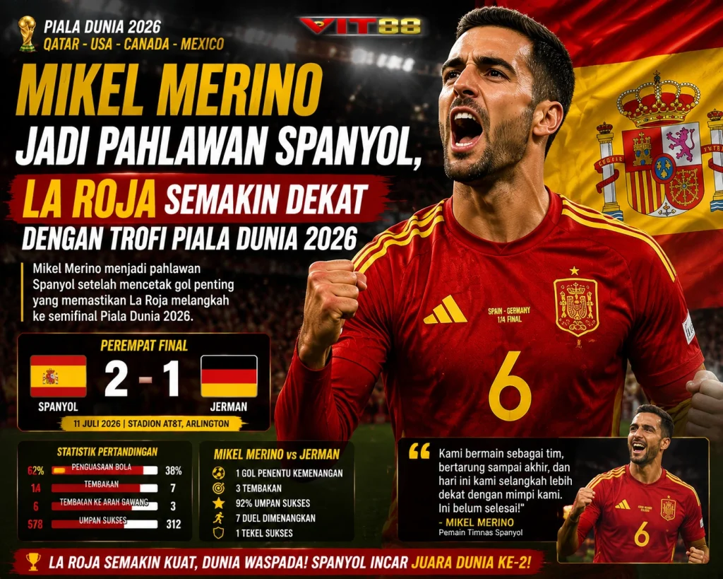 Mikel Merino Jadi Pahlawan Spanyol, La Roja Semakin Dekat dengan Trofi Piala Dunia 2026