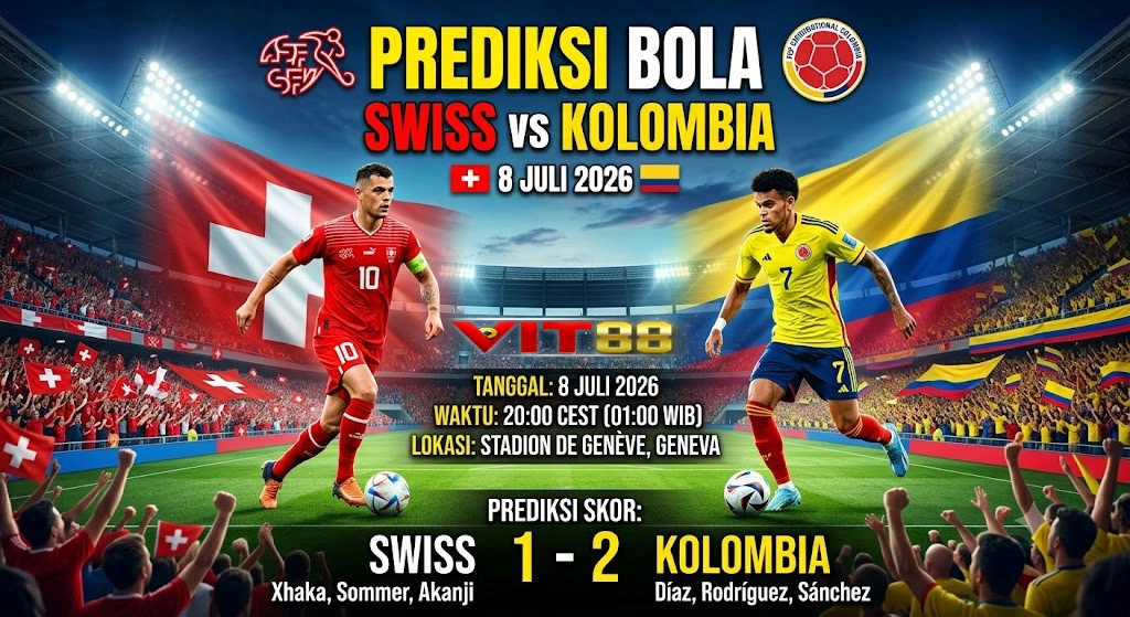 Prediksi Bola Swiss vs Kolombia 8 Juli 2026: Duel Ketat Menuju Perempat Final Piala Dunia