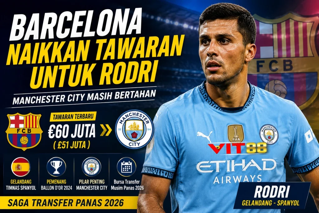 Barcelona Naikkan Tawaran untuk Rodri, Manchester City Masih Bertahan