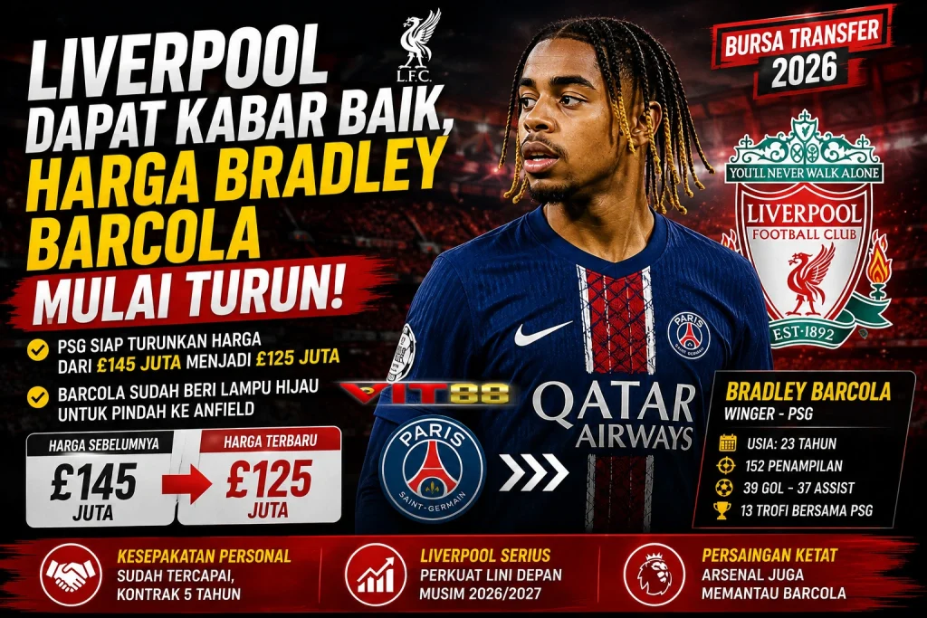Liverpool Dapat Kabar Baik, Harga Bradley Barcola Mulai Turun