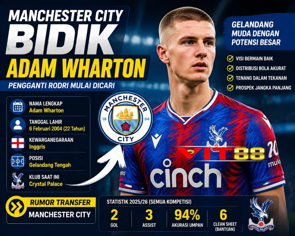 Manchester City Bidik Adam Wharton, Pengganti Rodri Mulai Dicari