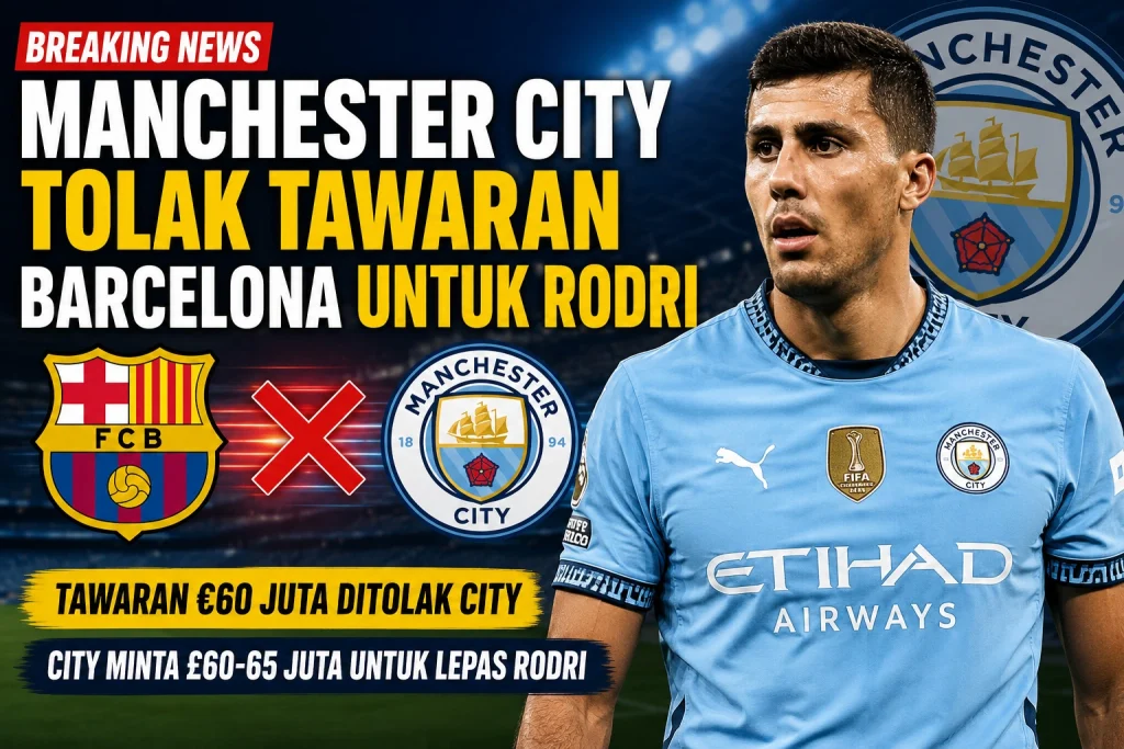 Manchester City Tolak Tawaran Barcelona untuk Rodri, Saga Transfer Makin Panas