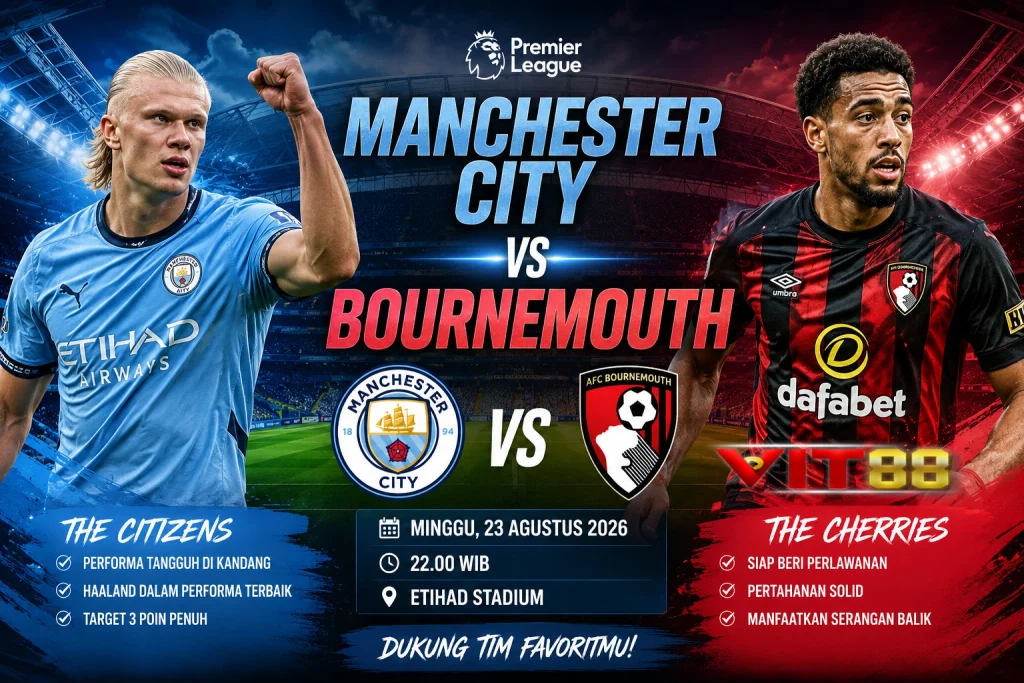 Manchester City vs Bournemouth: Prediksi Bola 23 Agustus 2026